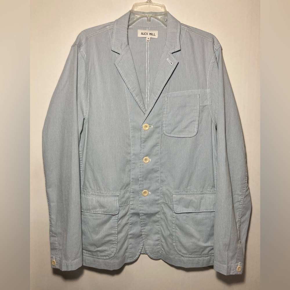 Alex Mill Men’s Striped Lightweight Jacket Button Closure 3 Pockets Sz Medium
